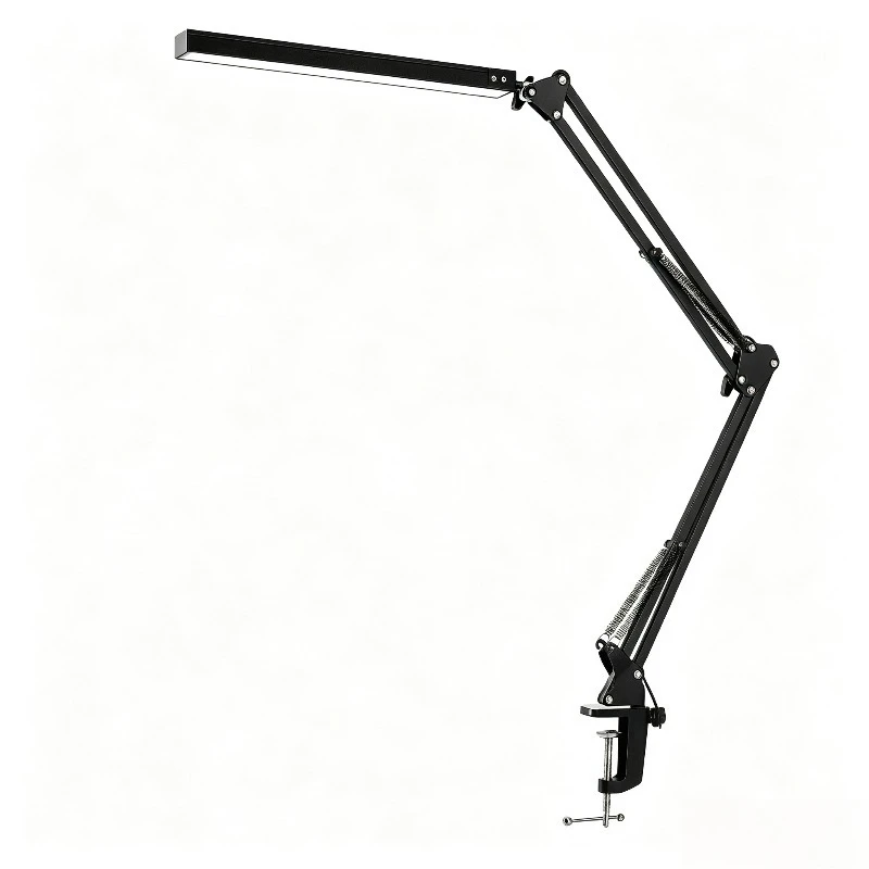 USB Powered LED Eye-Caring Clip On Table Lamp, Foldable Long Arm Reading Lamp for Student Dormitory Bedside Working