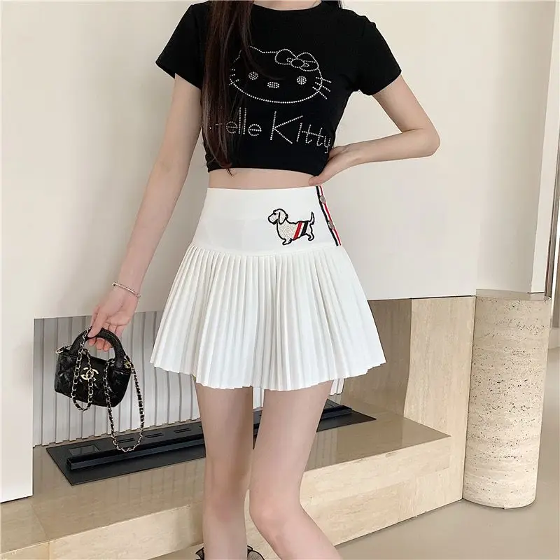 Puppy Embroidery Skirt Pants Women Golf Wear 2025 Spring Summer New Korean Golf Skirt Fashion Pleated Skirt Women Golf Clothing