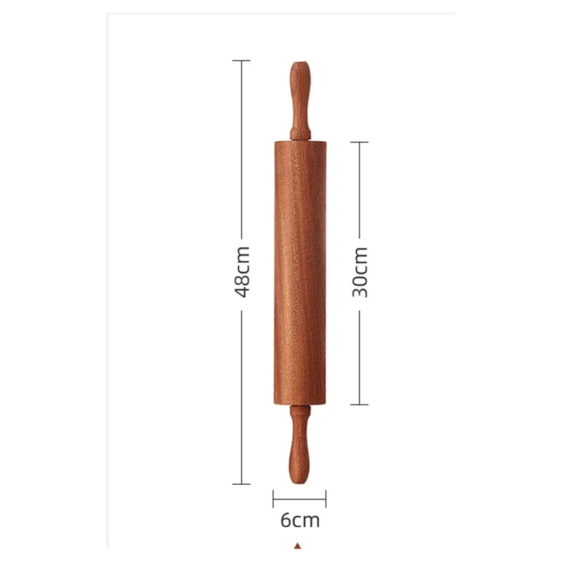Wooden Rolling Pins For Baking,Classic Sapele Rolling Pin With Handles,Baking Wooden Rolling Pin Large 18.8Inl X 2.3Inw