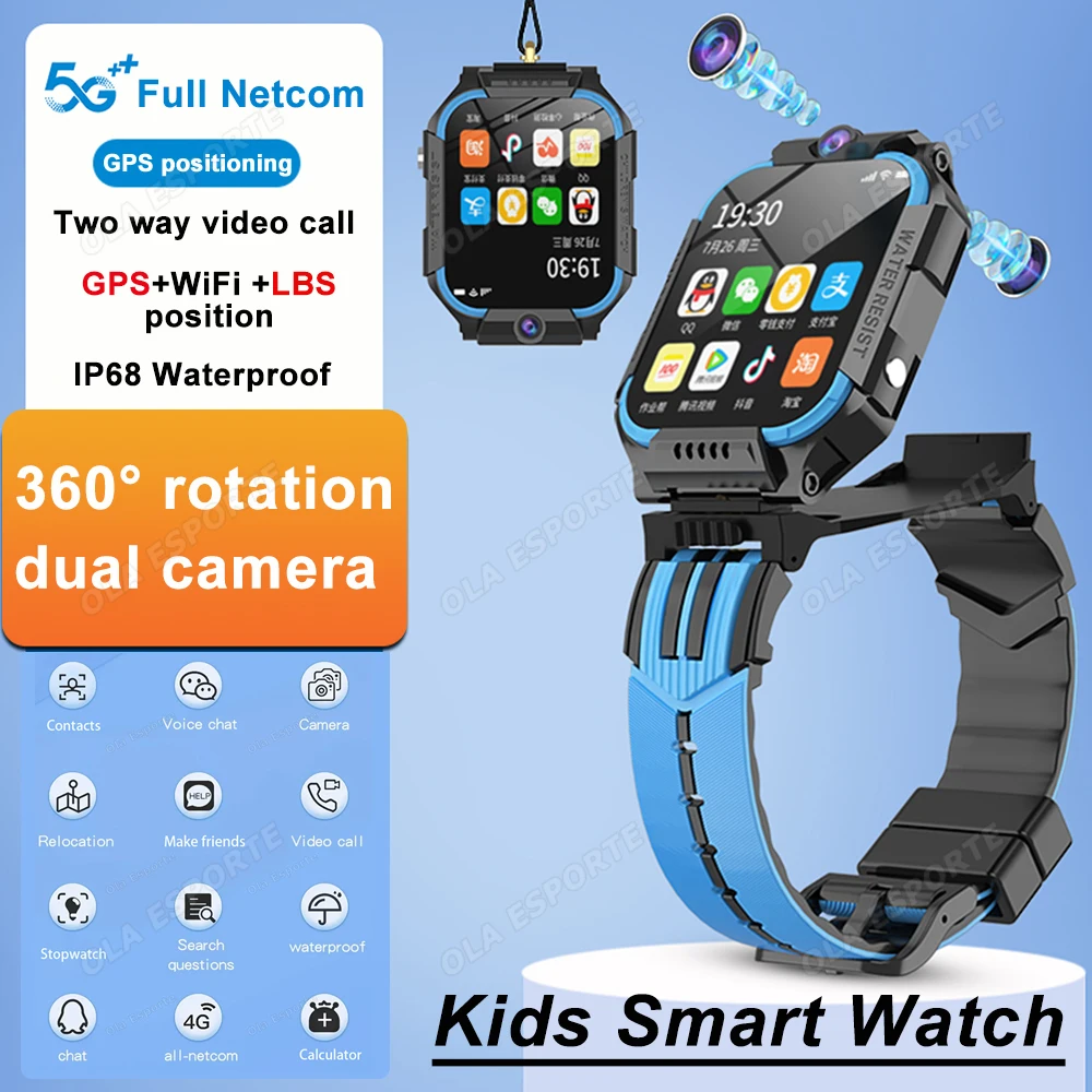

5G Kids' Watch Sim Card Dual Camera Video Call SOS GPS Positioning Multi-Functional Children's PhoneWatch Boy Girl Student Gift