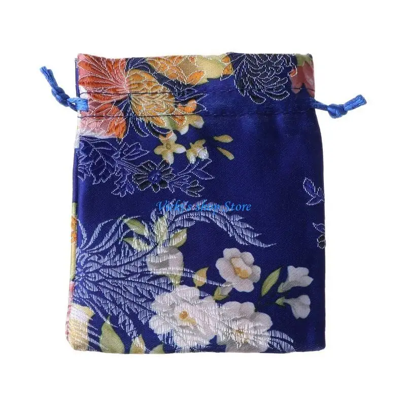 حقيبة مجوهرات برباط مطرزة من الحرير المطرز، حقيبة تنظيم إكسسوارات حقيبة برباط للنساء والفتيات