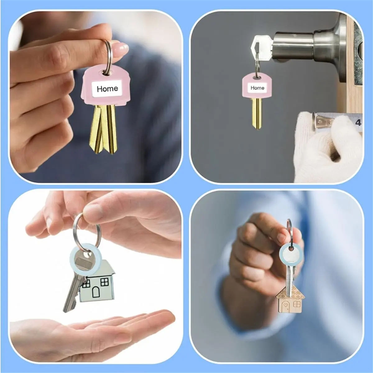 AA05 Key Covers Caps Set: 50PCS Keys Caps Tags with Labels Silicone Key Identifiers Covers for House Keys Head Protectors