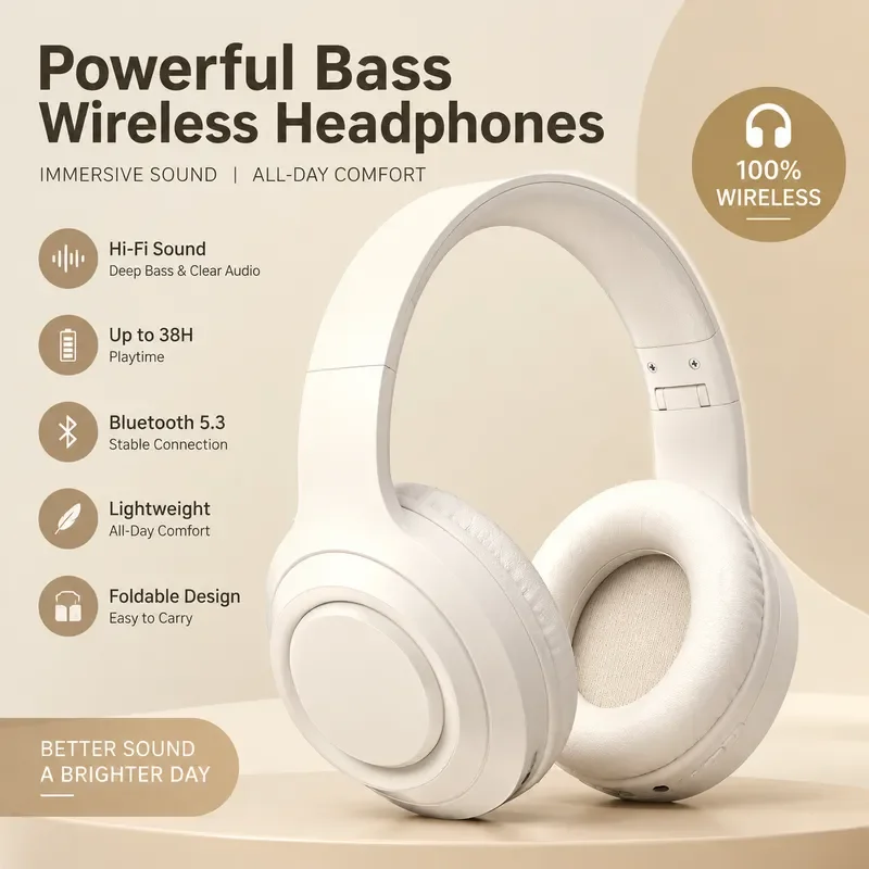 2025 New Head Mounted Wireless Bluetooth Headset with Microphone Noise Reduction for Computer E Sports Game Universal