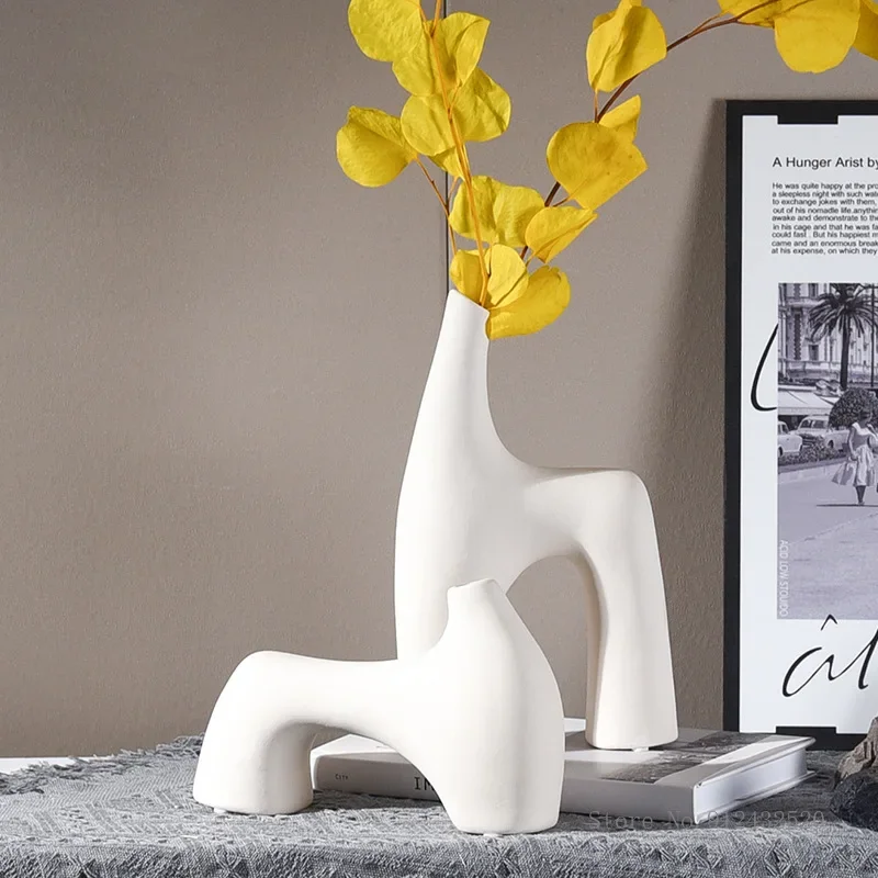 

Creative Art Geometry Ceramic Vase, Nordic Style, Household Dining Table, Living Room, Bedroom Study, Flower Ware , 1Pc