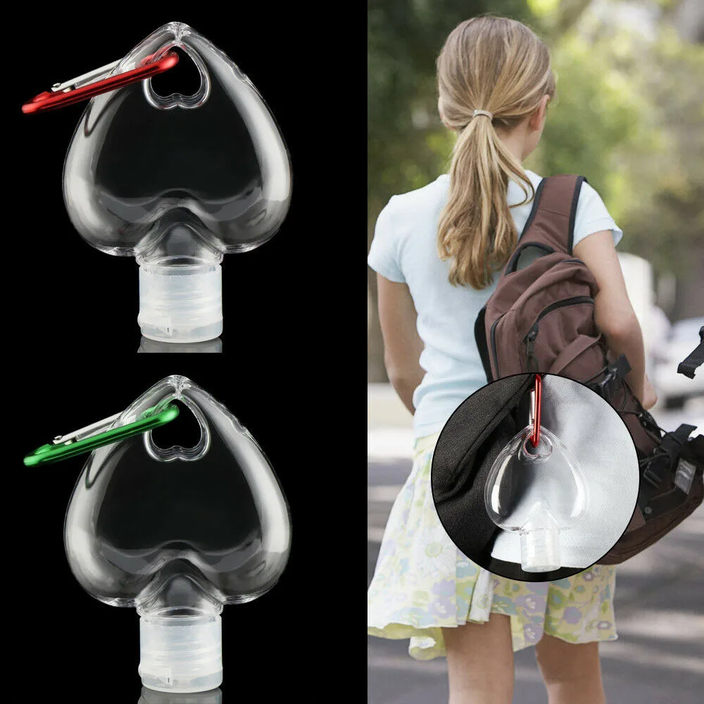 Bottiglia spray per contenitore cosmetico vuoto in plastica trasparente a forma di cuore di alta qualità Bottiglia per sapone per le mani Bottiglia riutilizzabile