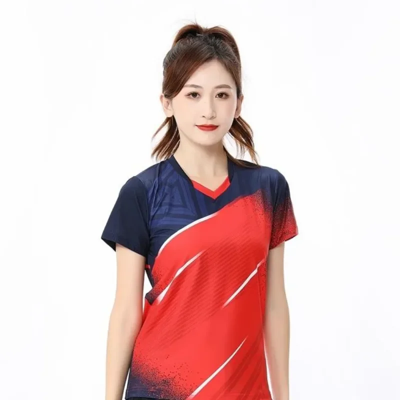 Quick drying T-shirt for women's summer outdoor stretch breathable sweat absorbing badminton jacket for running, fitness, slimmi