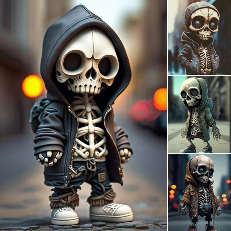 

Halloween Mini Resin Skeleton Ornaments, Human Skeleton Crafts, Small Desktop Decoration, Home Accessories, Trendy, Street