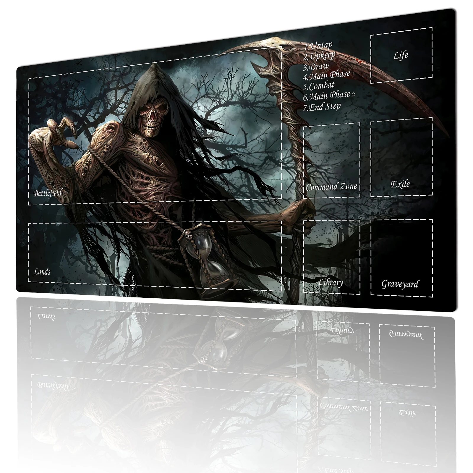 

Magic Card Gaming Mat with zone Death Skeleton Man anime mtg playmat desk mat Commander Playmat suitable for game gathering