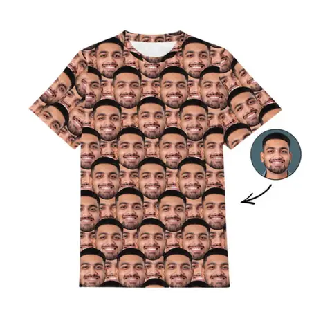 Custom Face T-shirts For Men Full Print Personalized Diy Face Photo Tshirt Custom Picture Short Sleeve Round Neck Tee Shirt