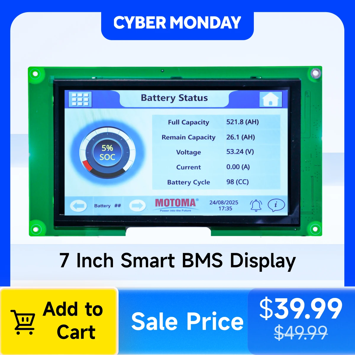 

PACEex 7.0inch Smart Colour Touch Screen for Smart Household Energy Storage Lthium Battery Protection Board Home BMS Accessories