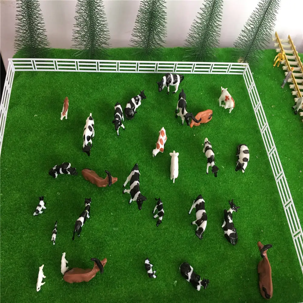 Modelo de simulación de animales de vaca en miniatura a escala N 1:150 para construcción de granja, mesa de arena, materiales de diseño de escena, Kits de Diorama