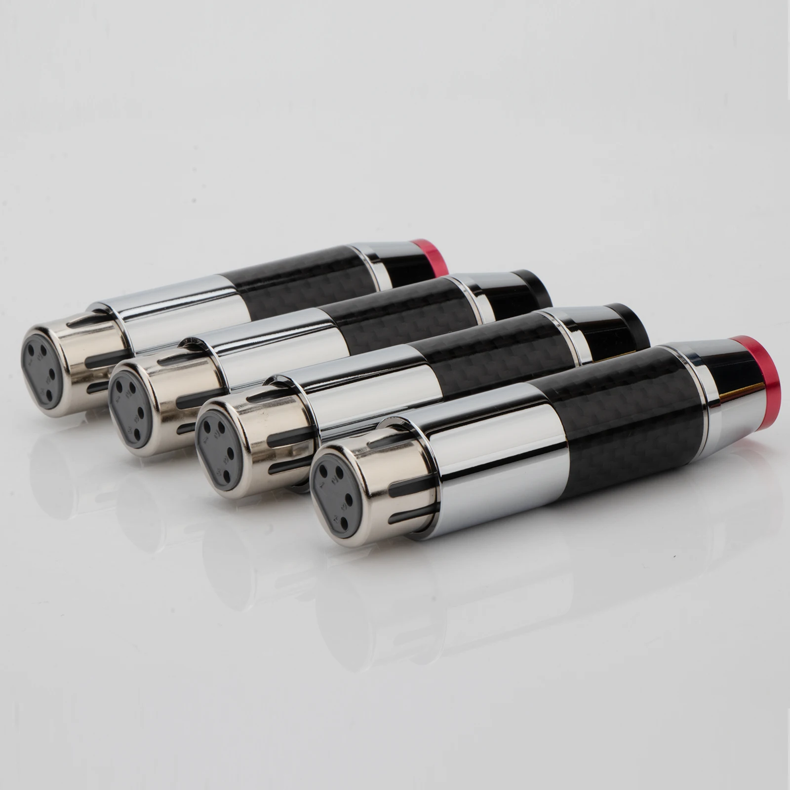 Hi-end 4pin XLR Connector Rhodium Plated Carbon Fiber Audio XLR Plug Female Plug For 11mm DIY Interconnect Cable