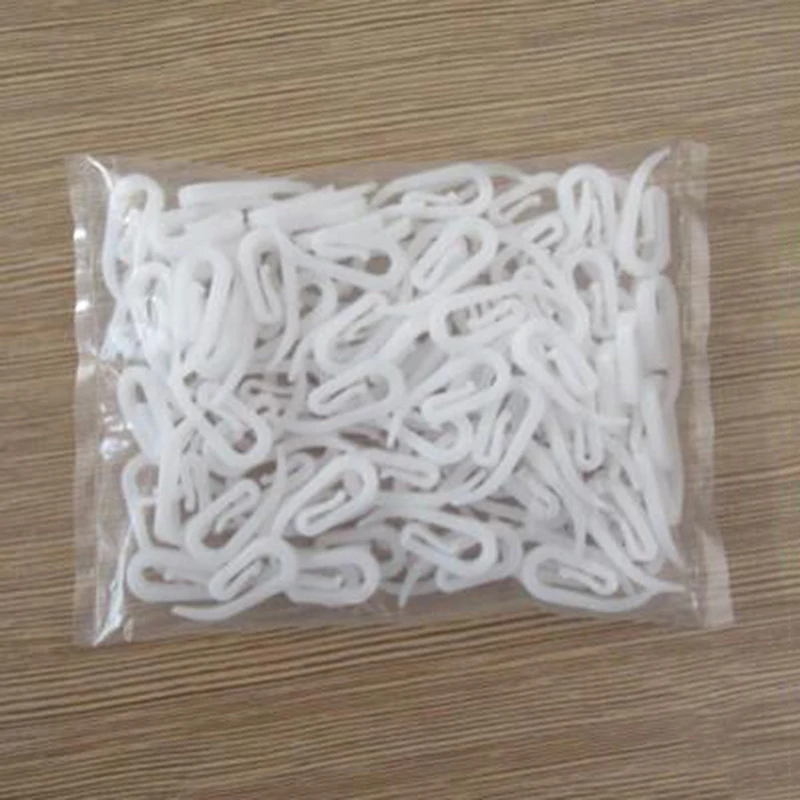 100pcs White Hanging Curtain Hooks Household Plastic Curtain Hooks Holder Window Hanger Curtain Poles Tracks Accessories