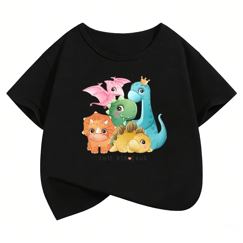 Funny Dinosaur Printed T-Shirt T Shirt Girls' Boys Kids Summer Graphic Short Sleeve Tops T-Shirts Cute Girls Clothing