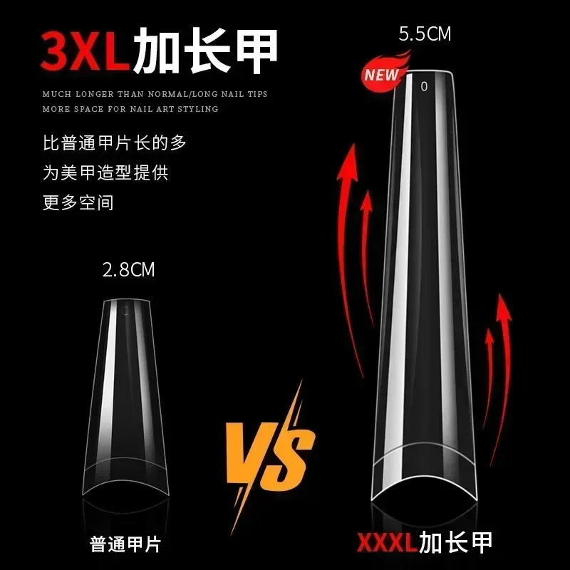 550pcs 5XL 긴 스틸레토 아크릴 네일 팁 하프 커버 UV 젤 DIY 폴란드어 네일 아트 도구 규모 인공 네일 몰드