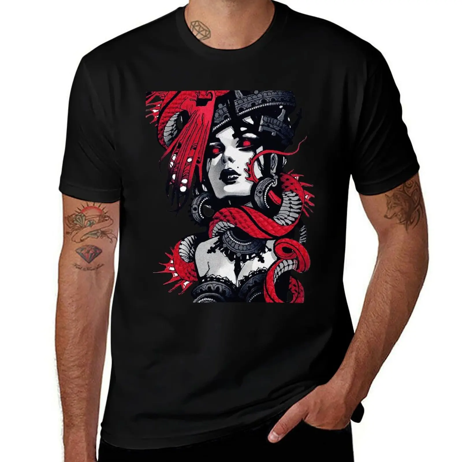 Neon Goth Vaporwave Cyberpunk Urban Style T-Shirt Comfortable Basic Crew Neck Tee T-Shirt