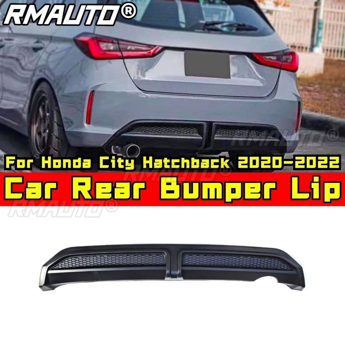 Car Rear Bumper Spoiler Bumper Guard Protector Cover Apron Body Kit For Honda City Hatchback 2020-2022 Car Accessories