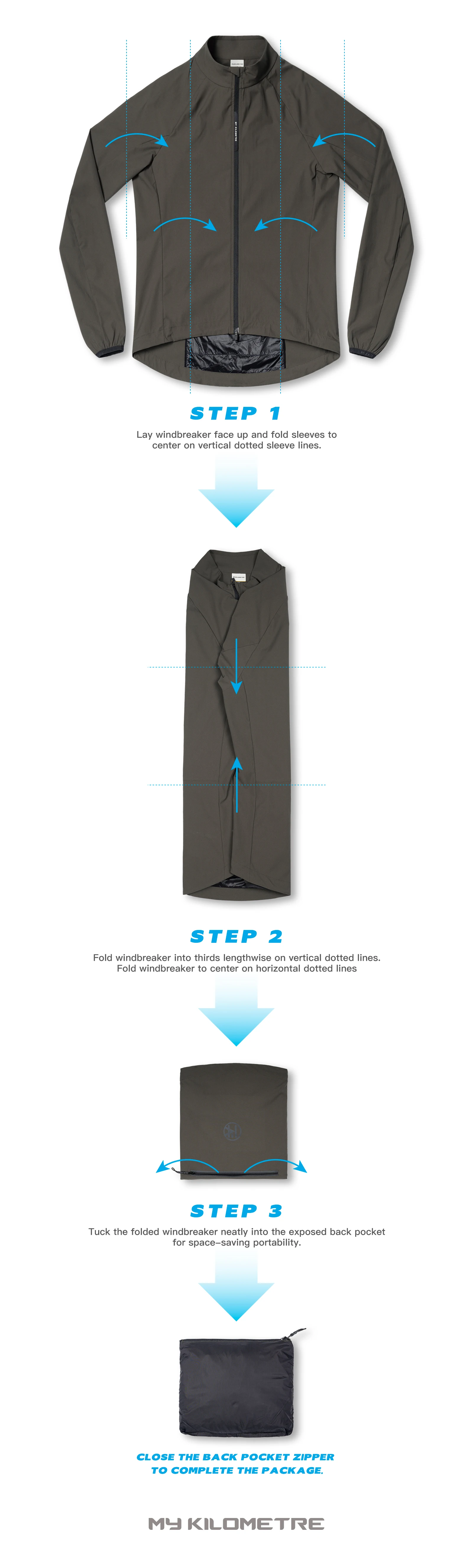 MY KILOMETRE Spring Men's Gravel Wasserdichte Fahrrad-Windjacken Reflektierende Windschutzscheibenjacke Packable Fahrrad-Windjacke – Detail 8