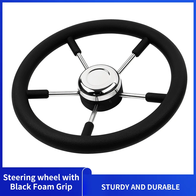 

Alastin 13.5 Inch Steering Wheel with Black Foam Grip High Quality Stainless Steel For Yacht Marine Boat Accessories