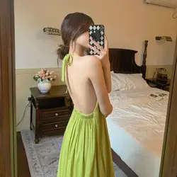 Women Sexy Satin Nightdress Backless Temptation Pajamas Nightwear Female Summer Home Clothes Skinny Hollow Backless Loungewear