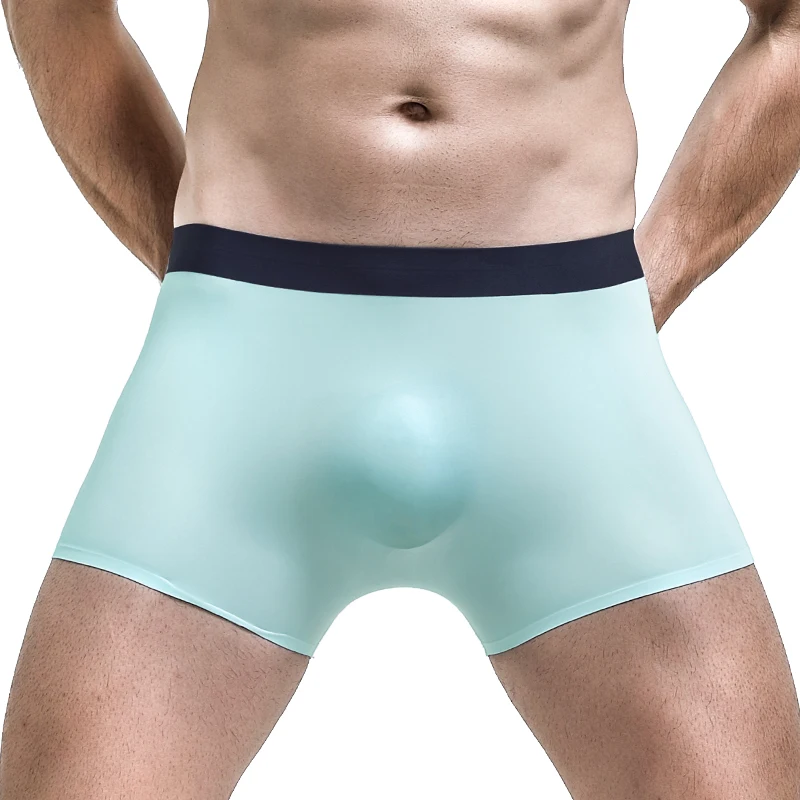 

5PCSMen's underwear with ice silk four-cornered flat cuffs, summer thin, breathable and seamless shorts, men's individualistic u