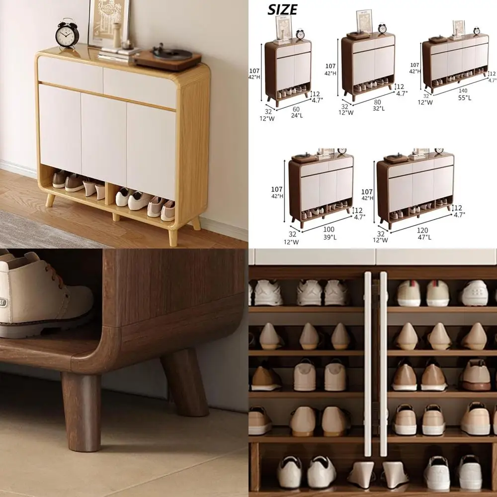 Lemari Sepatu Modern untuk Pintu Masuk: Penyimpanan Berdiri Bebas yang Ditingkatkan dengan Pintu dan Laci untuk Mengatur Sepatu