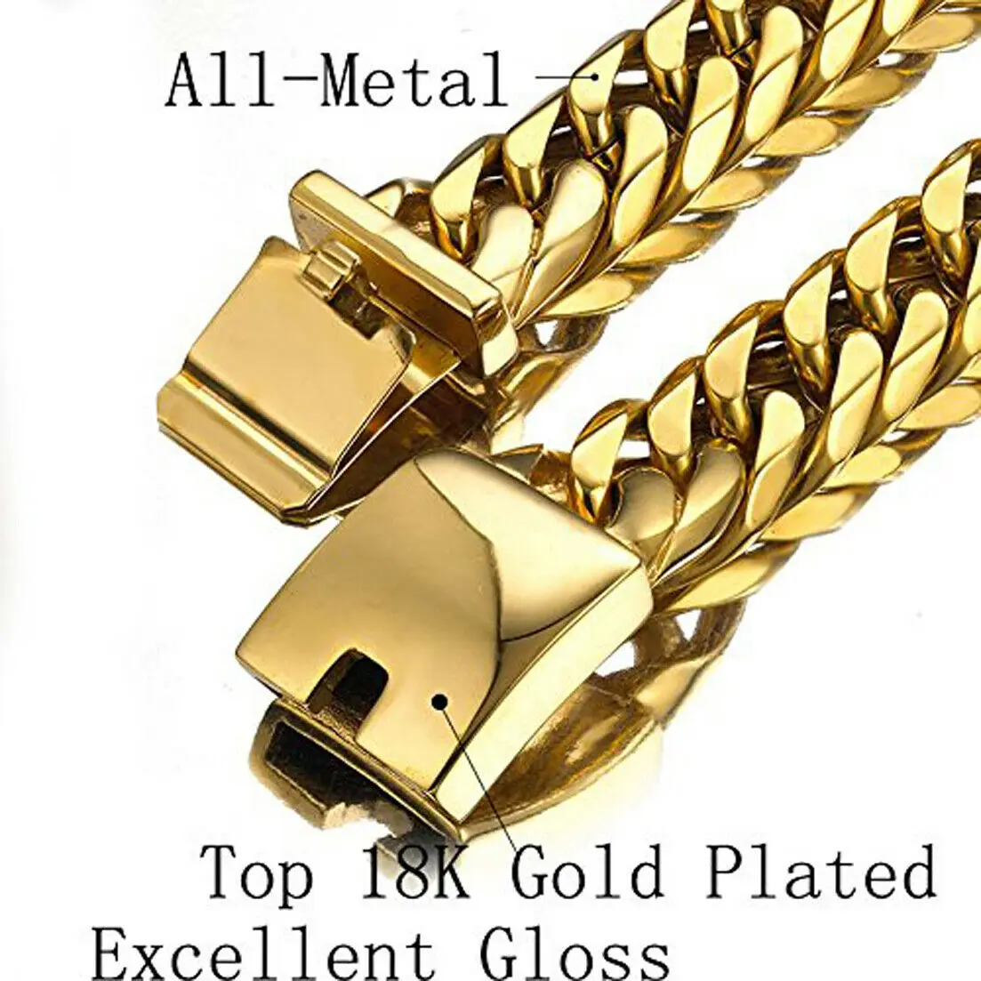 Granny Chic Fashion Men's Gold Tone/ Silver Color 316L Stainless Steel Curb Cuban Link Chain Necklace Jewelry 16MM 7-40INCH