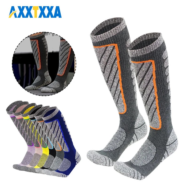 1 Pair Ski Socks, Cold Weather Socks for Snowboarding, Snow, Winter, Thermal Knee-high Warm Socks, Hunting