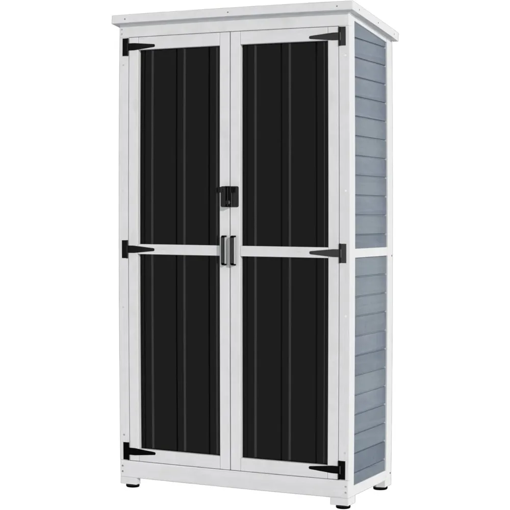 Outdoor Storage Cabinet Wood & Metal Garden Shed with Waterproof Roof and Sturdy Lockable Doors 66