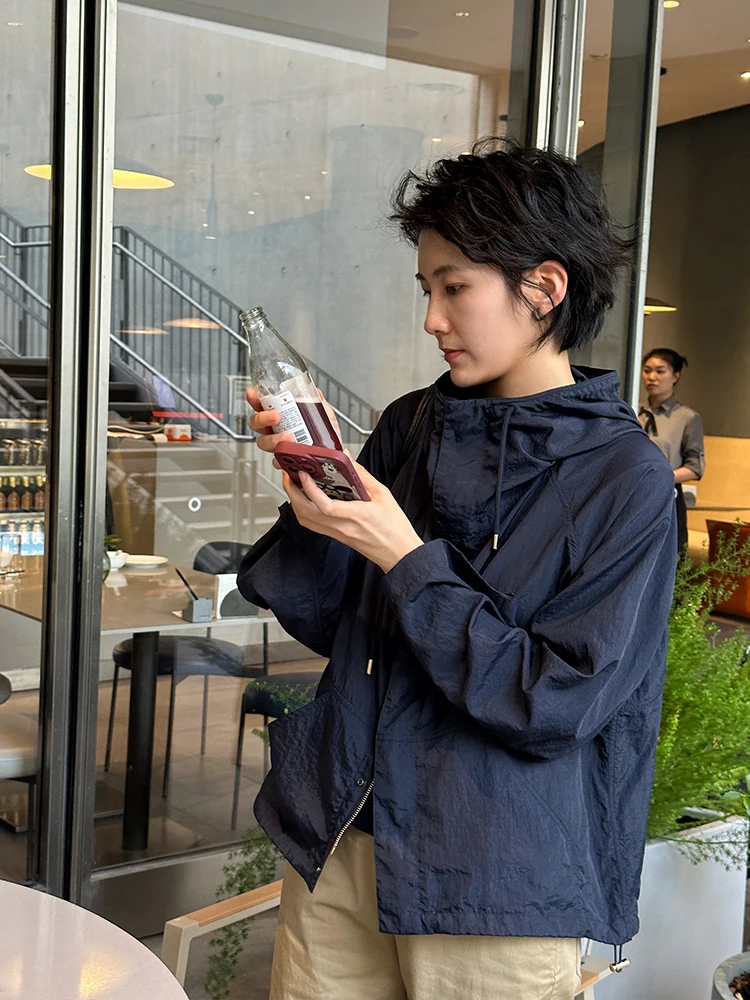 

Langqing Casual Sle Loose Fit ort Coat Women's Windproof Fce Lined Hooded Jaet Spring Autumn Loose Trousers