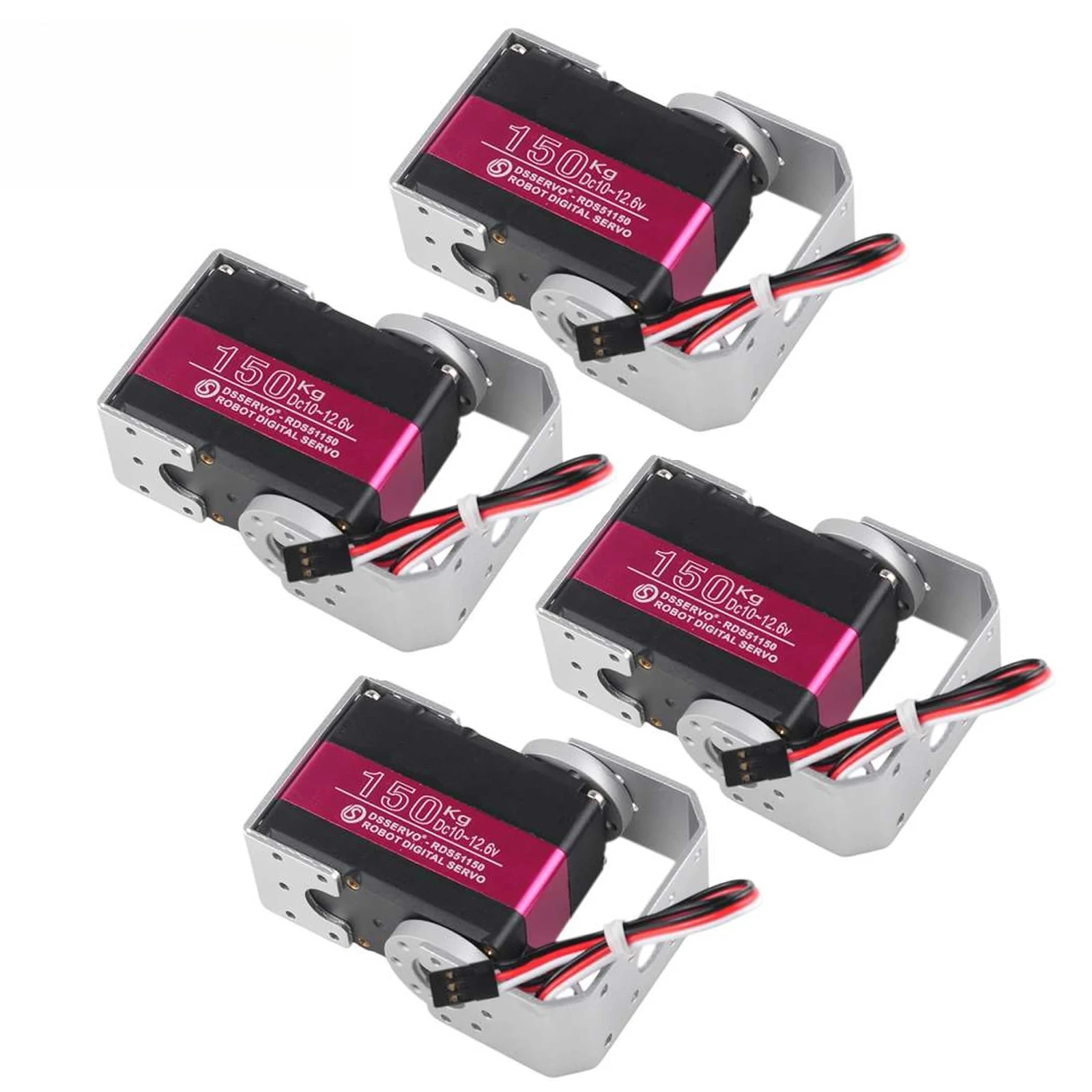 4PCS RDS51150 150KG High-Torque Digital Servo Motor 12V Metal Robotic IP66 RC Servo 180/270 Degree Double-Shaft for Robot DIY