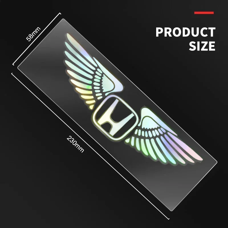 1pcs Car Logo Angel Wings Decoration 3D Reflective Waterproof Sticker For Honda Civic Odyssey HR-V City Accord Jazz Accessories