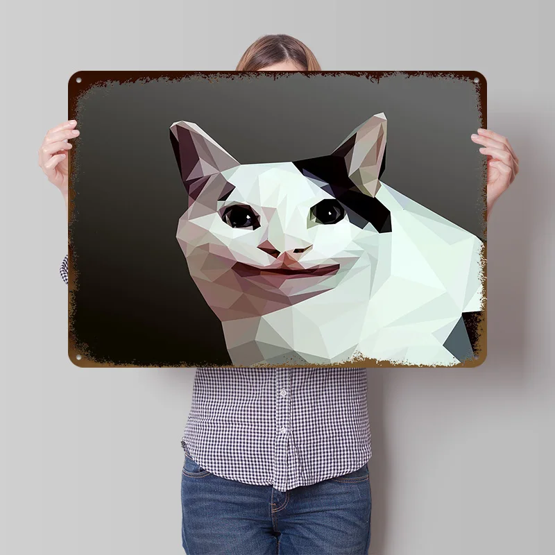 Polite Cat Poster Customized Vintage Metal Signs Wall Art Retro Tin Plaque for Office Decoration Gaming Custom Plate Wand Deko