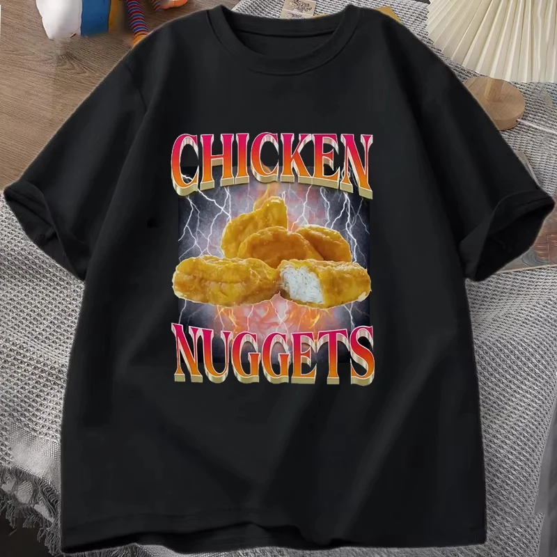 

Funny Chicken Nuggets Vintage Style Graphic T-shirt Women Men Hip Hop Gothic T Shirt Comfort T-shirts Graphic T Shirts