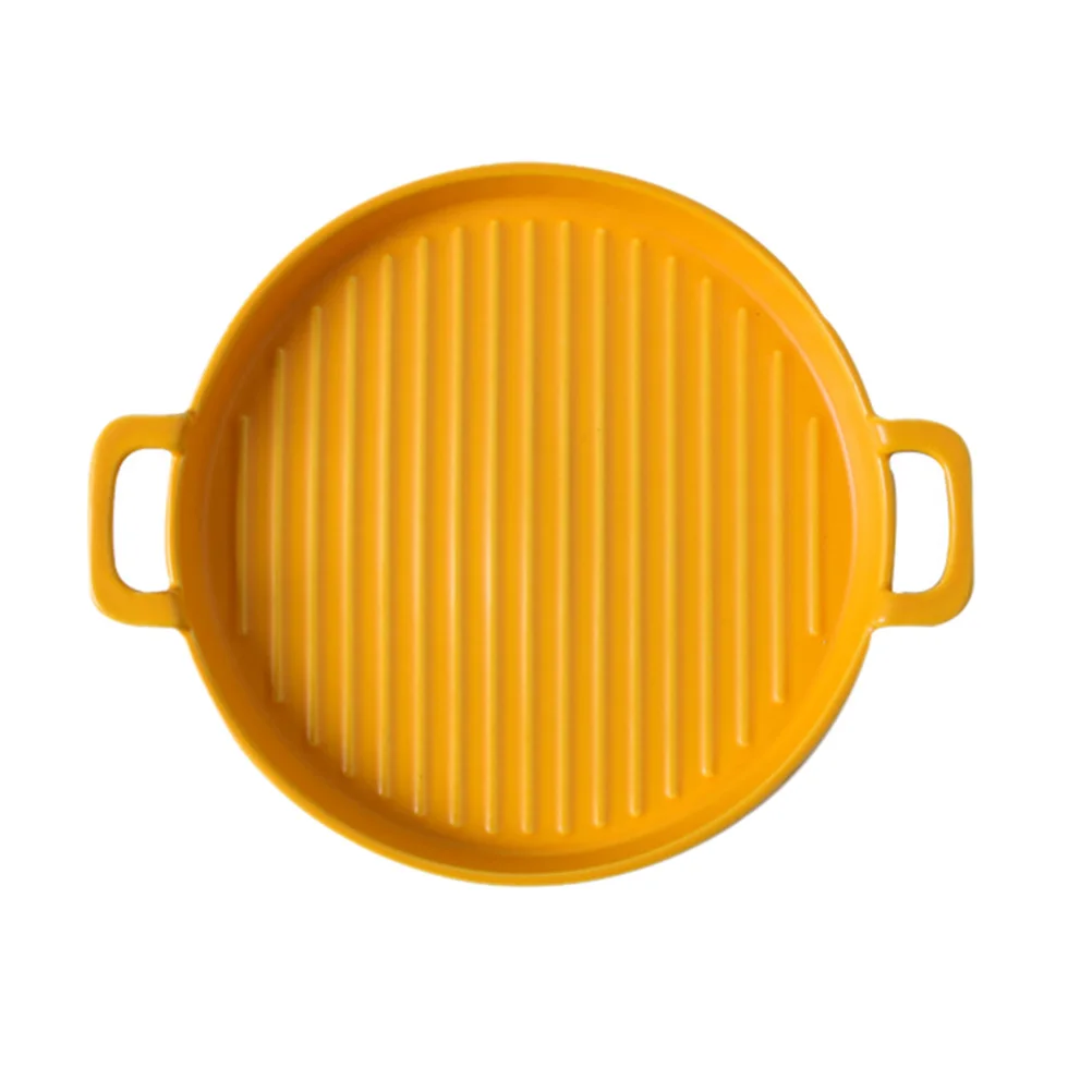 

Dessert Plate Baking Dish Large Tray Ceramic Kitchen Bakeware Temp Resistant Smooth Retro Practical H