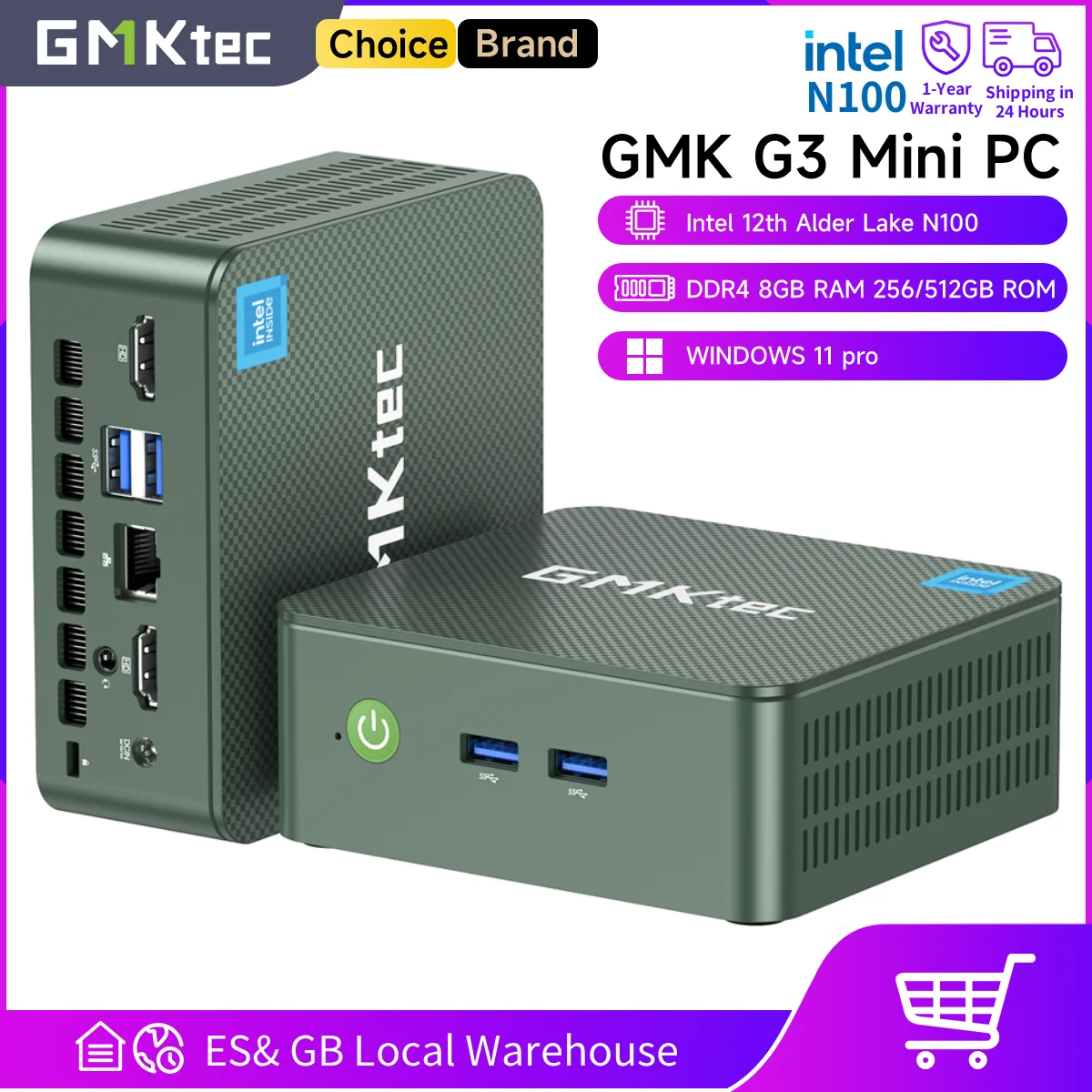 GMKtec G3 Mini PC Intel Alder Lake N100 Windows 11 Pro Desktop Computer 8/16GB RAM 256/512GB PCIe M.2 SSD WiFi 6 BT5.2 Mini PC