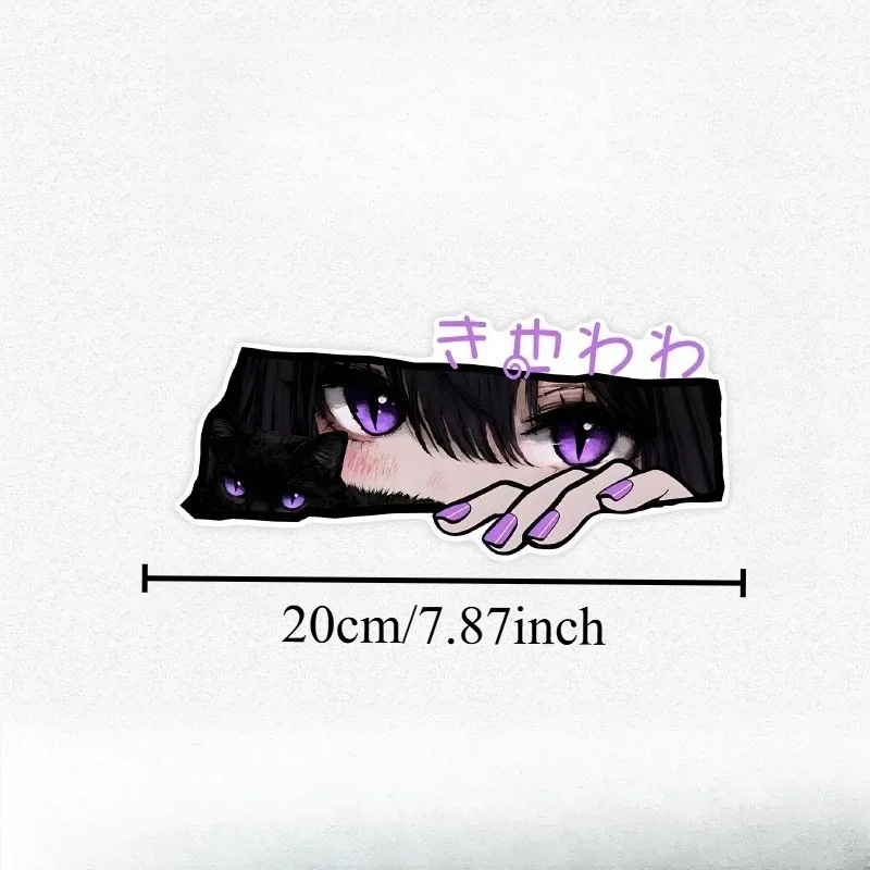 1pc Gothic Peeking Anime Girl Eyes Waterproof Removable Stickers No Residue Vinyl Decals For Car Motorcycle SUV Windows