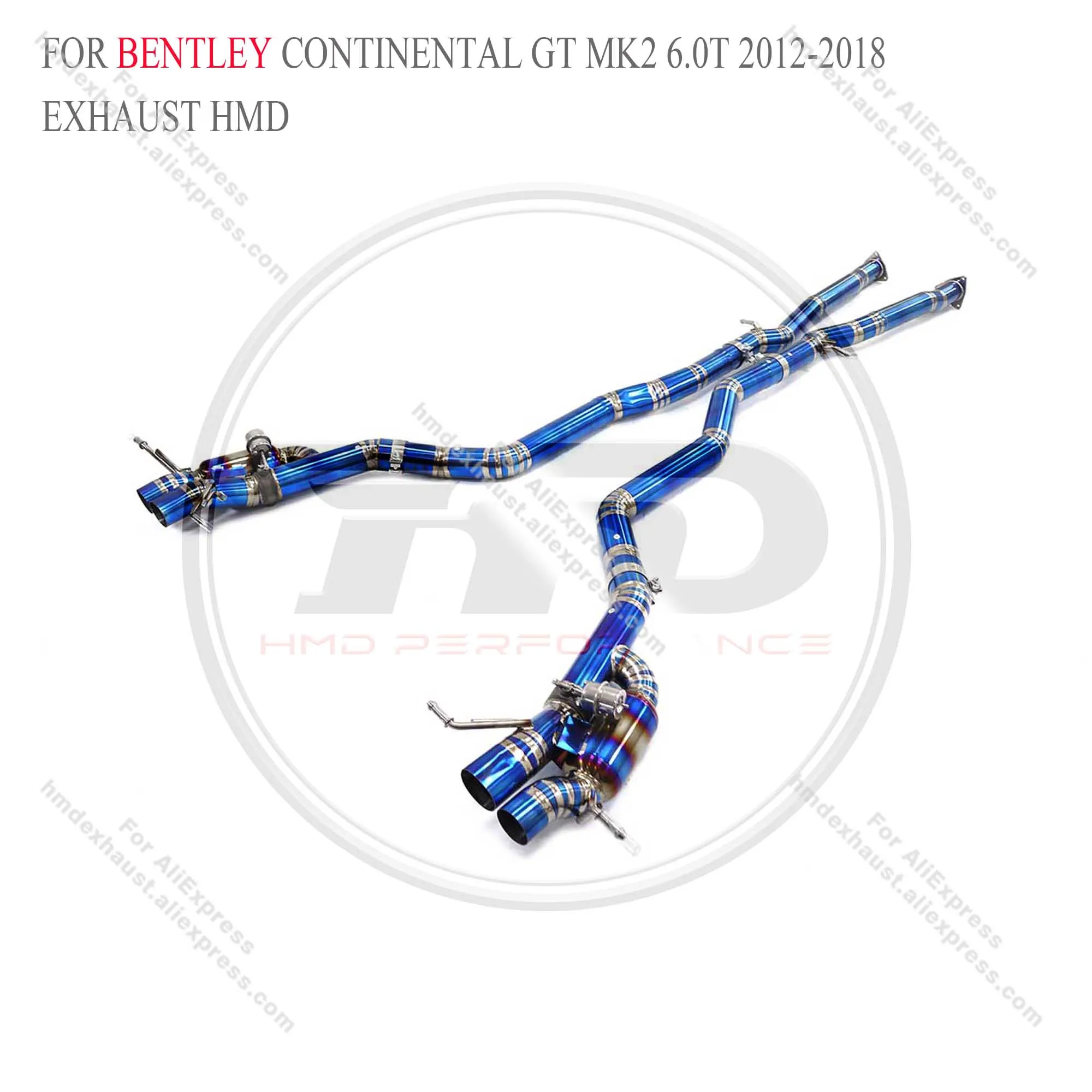 HMD Titanium Alloy Exhaust System is Suitable For Bentley Continental GT MK2 6.0T 2012-2018 with valve