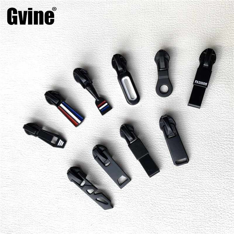 

20pcs Reversible No.5 Zipper Puller Plated Black Nylon Zipper Slider Jacket Clothes Backpack Bag Zip Pulls Head Replacements