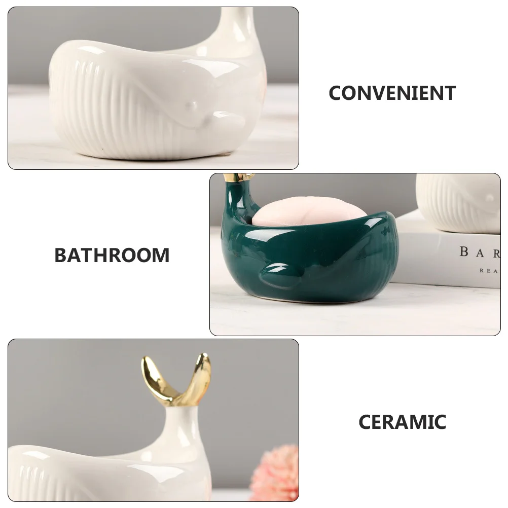

1Pcs Nordic Style Ceramic Soap Box with Fishtail Hook Drain Design Elegant Soap Tray for Bathroom Toilet Organization Smart