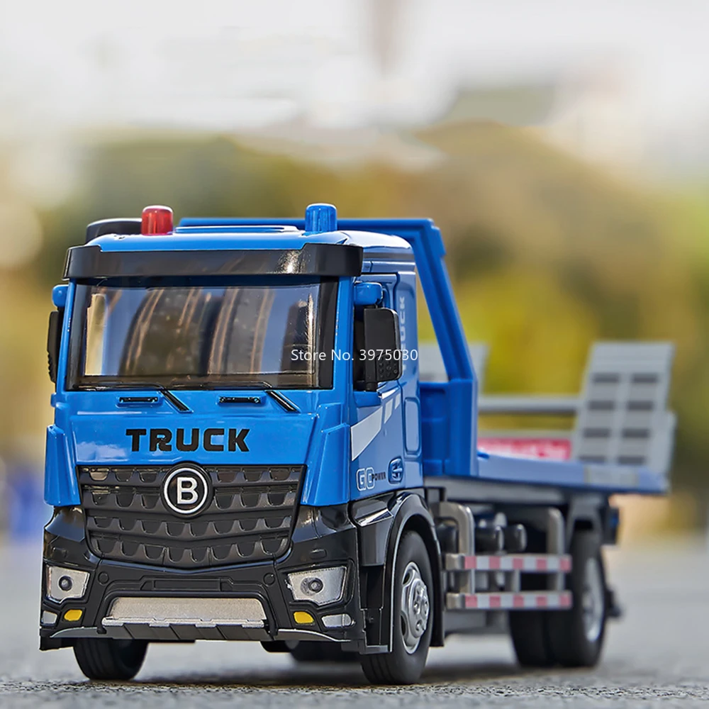 مقياس 1:24 سيارات مسطحة كهربائية لعبة مجسمة سبيكة دييكاست مع موسيقى خفيفة إطارات مطاطية مقطورات مصغرة للأولاد ألعاب تعليمية