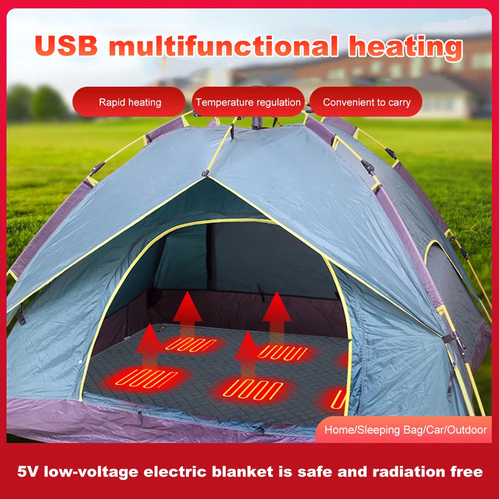 Sleeping Mattress Heated Mat USB Powered Smart Heating Sleeping Pad 70x59 Inch 6 Heating Zones for Home Office Car Fishing