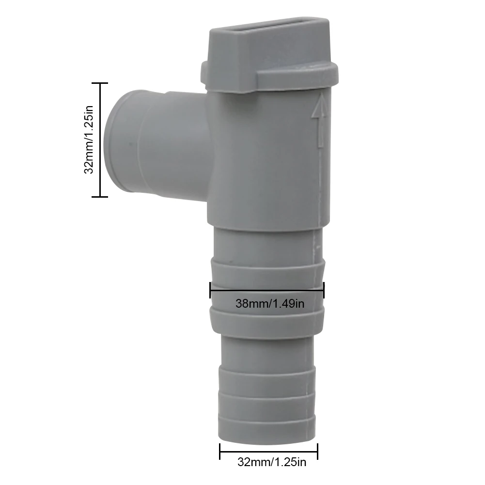 PVC Pool Filter Pump Adapter Durable 32mm Pool On/Off Plunger Valve Leak Proof Sealed Replacement for Outdoor Equipment Parts