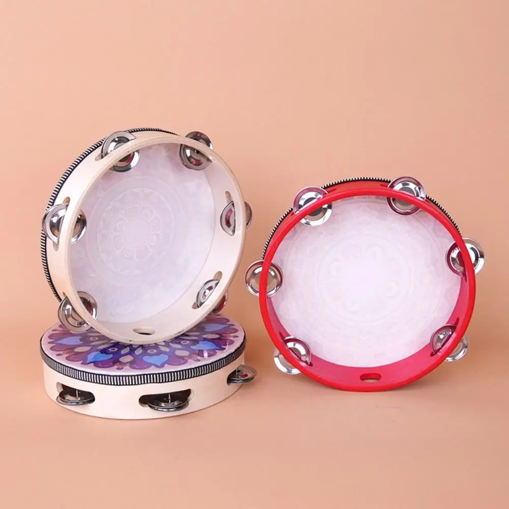 Wooden Tambourine for Adults Metal Jingles 8 Inch Wooden Tambourine Clear Pleasant Handheld Drum for Band Performance
