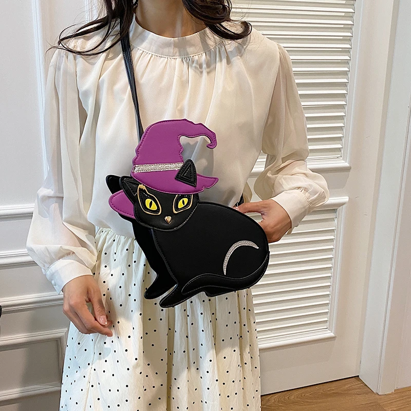 Cute Cat Cartoon Bag For Women Fashion Creative Funny Crossbody Bag Female Pu Leather Handbag And Purse Small Shoulder Bag