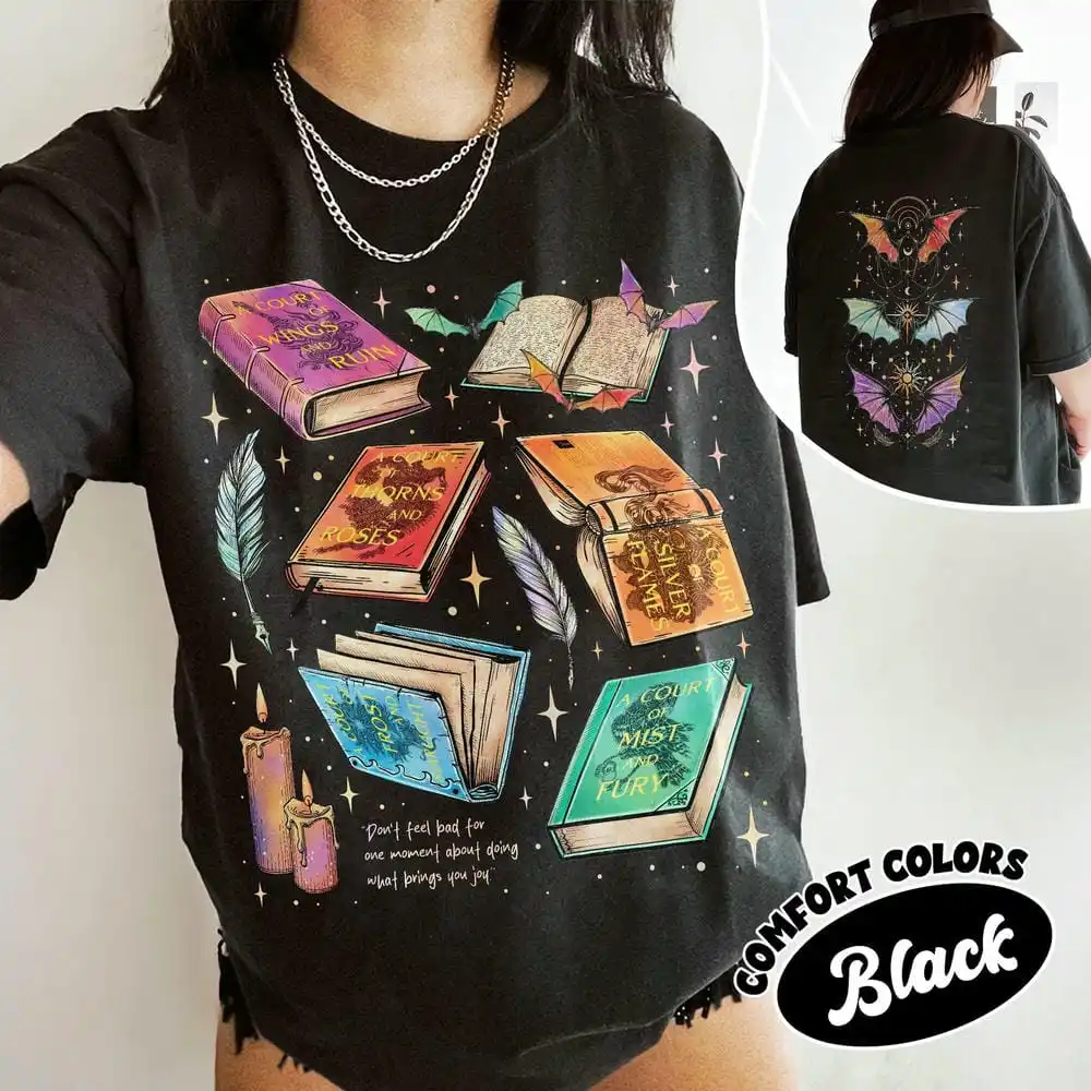 Fan of ACOTAR Series Two Sided Tshirt The Bat Boys Velaris Book Lover Sweater Fleece T-shirt Y2K Streetwear