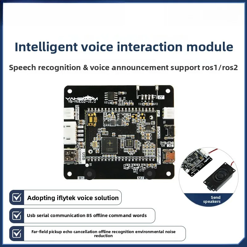 

Intelligent Voice Interaction Module AI Recognition & Broadcast Dual-Microphone Sound Sensor for Offline ROS Development Board