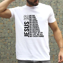 2024 Graphic T-shirt Jesus Is My God King Everything Print Men's T Shirts Christian Religious Streetwear Harajuku Tops Clothing