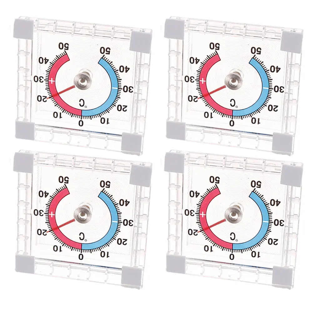 4pcs Square Thermometer for Windows Doors Outdoor Temperature Monitoring Self Sticking Mounting Weather Resistant