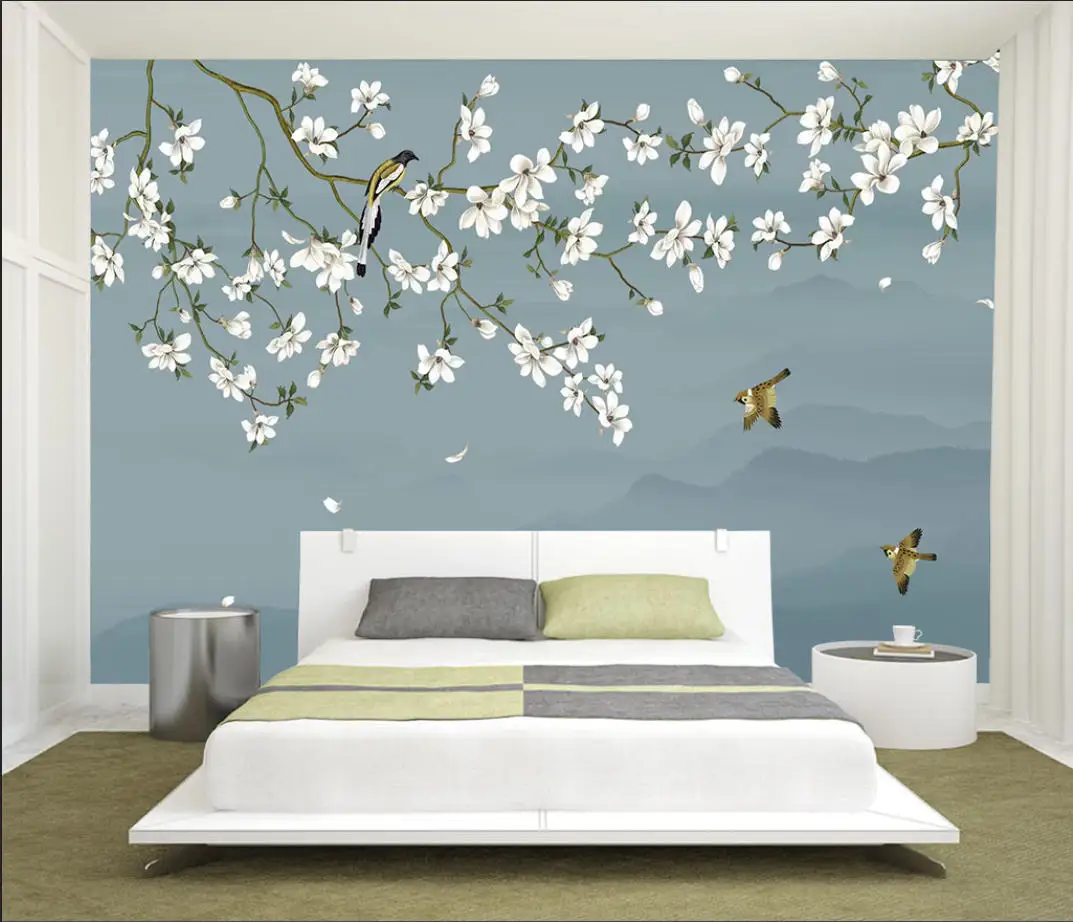 Customized Wallpaper Chinese Hand-Painted Plum Blossom Mural Home Decoration Living Room Bedroom Corridor Flowers 3D Wallpaper